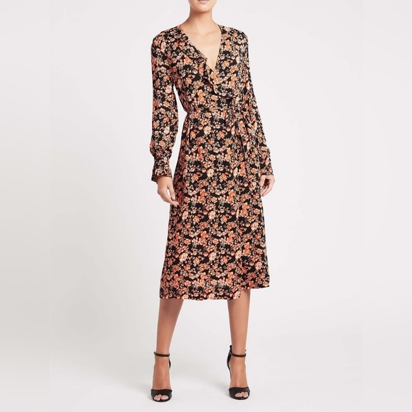 BAUM UND PFERDGARTEN Annamy Wrap Dress in Orange Size 36 US 6 - Picture 1 of 12